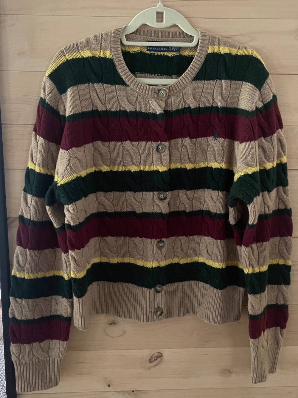 Polo Ralph Lauren Stripe Canle-Knit Cardigan Sweater